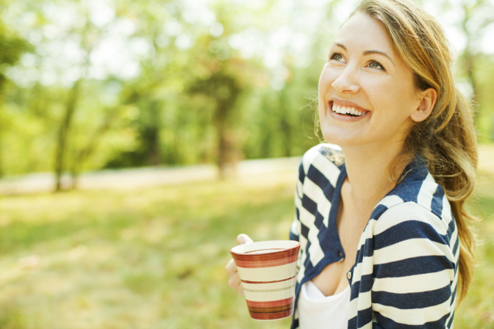 happy woman outside